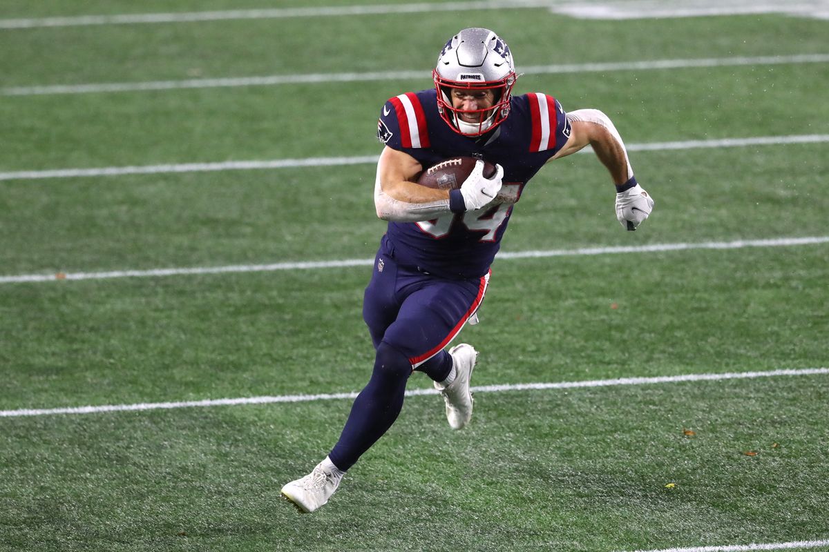 New England Patriots running back Rex Burkhead warms up before an NFL  football game against the Denver Broncos, Sunday, Oct. 18, 2020, in  Foxborough, Mass. (AP Photo/Charles Krupa Stock Photo - Alamy