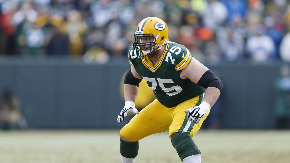 Green Bay, WI, USA. 10th Nov, 2019. Green Bay Packers offensive tackle  Bryan Bulaga #75 before the NFL Football game between the Carolina Panthers  and the Green Bay Packers at Lambeau Field