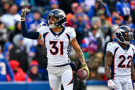 Denver Broncos free safety Justin Simmons (31) line sup against the  Baltimore Ravens during an NFL football game Sunday, Oct. 3, 2021, in  Denver. (AP Photo/Jack Dempsey Stock Photo - Alamy