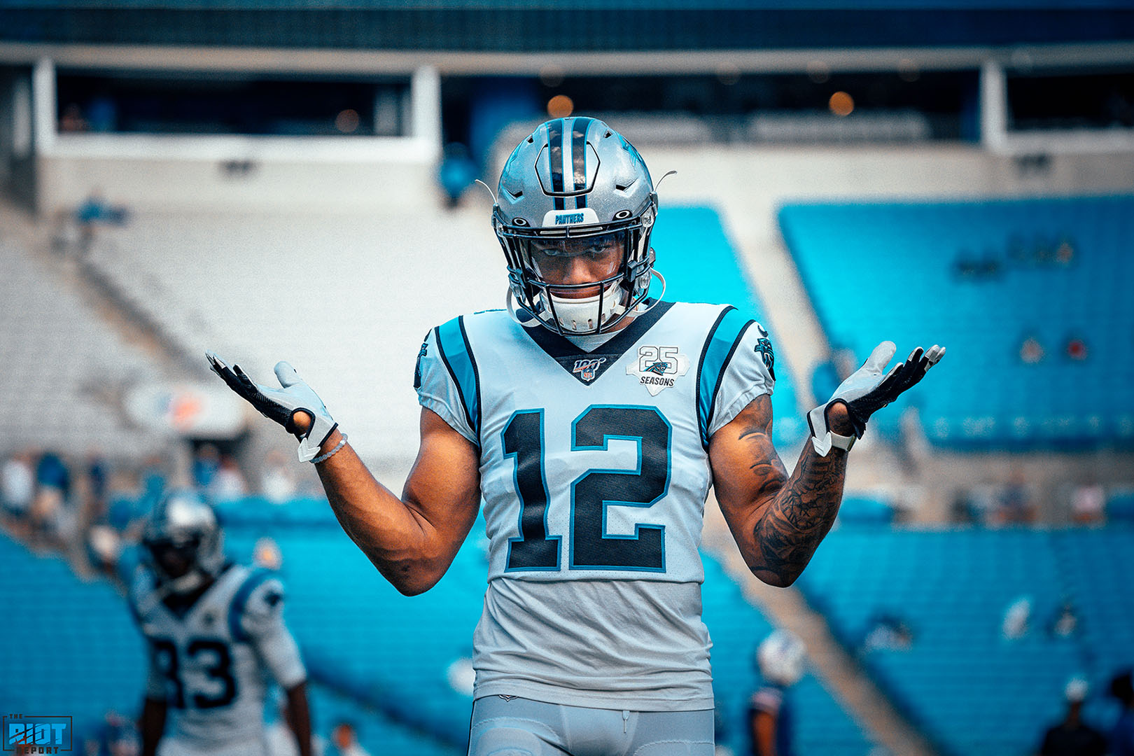 Download Football Athlete DJ Moore Carolina Panthers White 12 Wallpaper