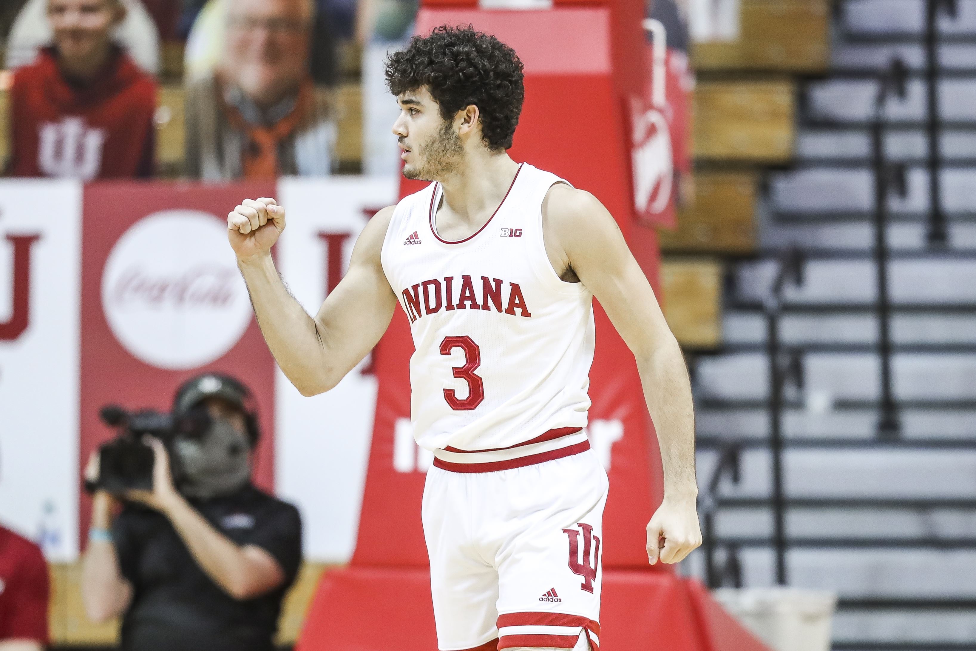 Indiana Hoosiers Adidas Crimson Men's Basketball Student Athlete Jersey #3 Anthony Leal / 2X-Large