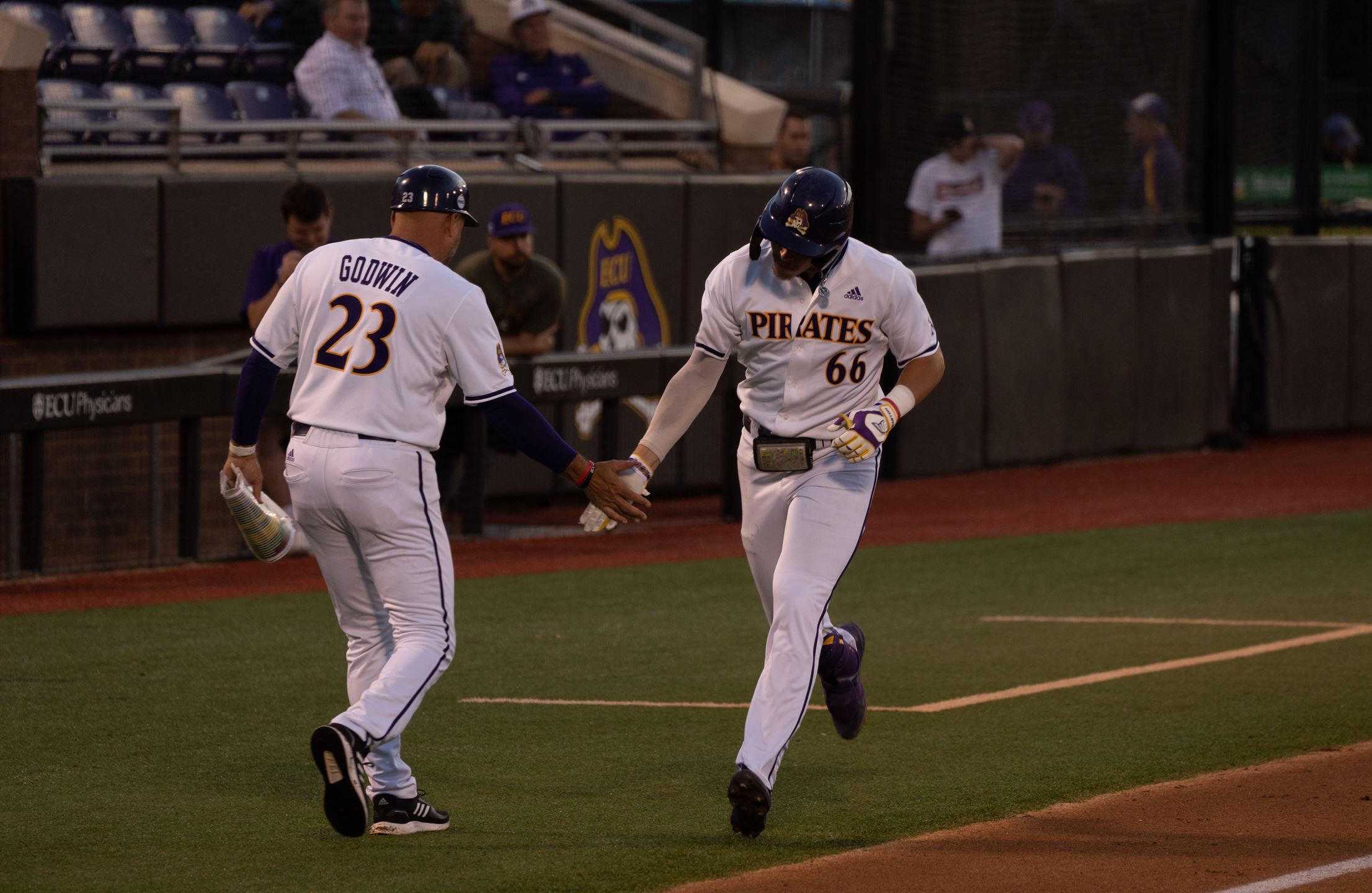 East Carolina Pirates first baseman Josh Moylan (66) on defense