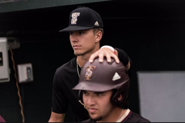 Texas State - NCAA Baseball : Chase Mora - Cream Baseball Jersey FullColor / Youth Small