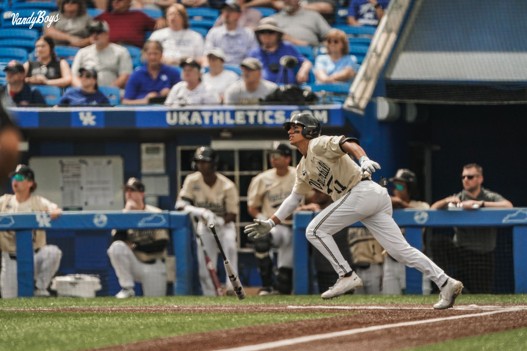 Vanderbilt player Davis Diaz competes during an NCAA baseball game