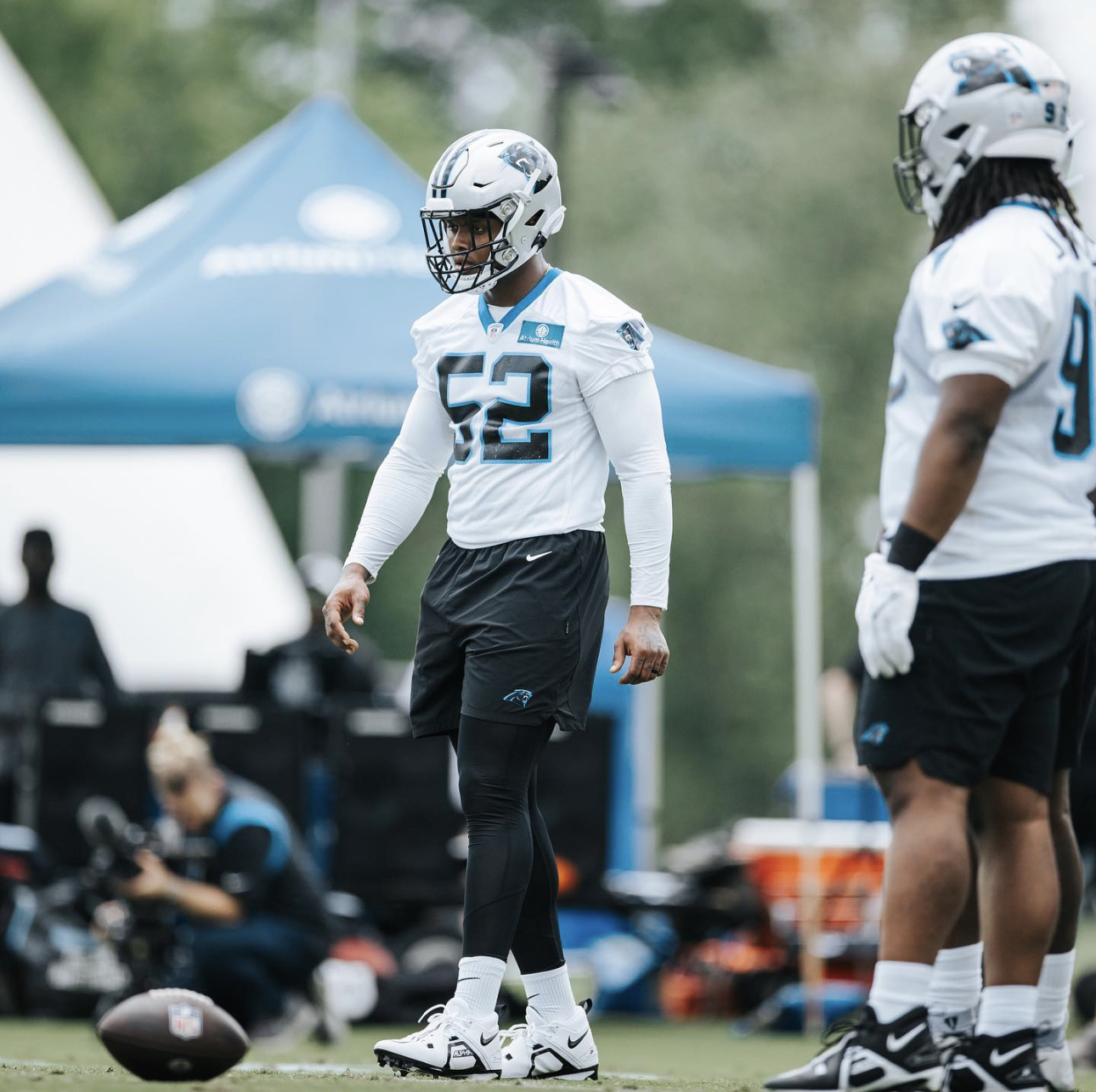 Carolina Panthers wide receiver Jonathan Mingo runs drills at the NFL  football team's training camp on Wednesday, July 26, 2023, in Spartanburg,  S.C. (AP Photo/Chris Carlson Stock Photo - Alamy