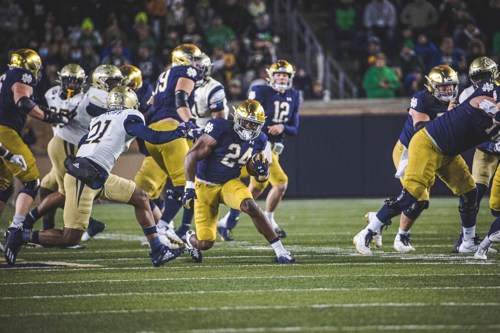 Notre Dame football running back Audric Estimé keeps chugging forward