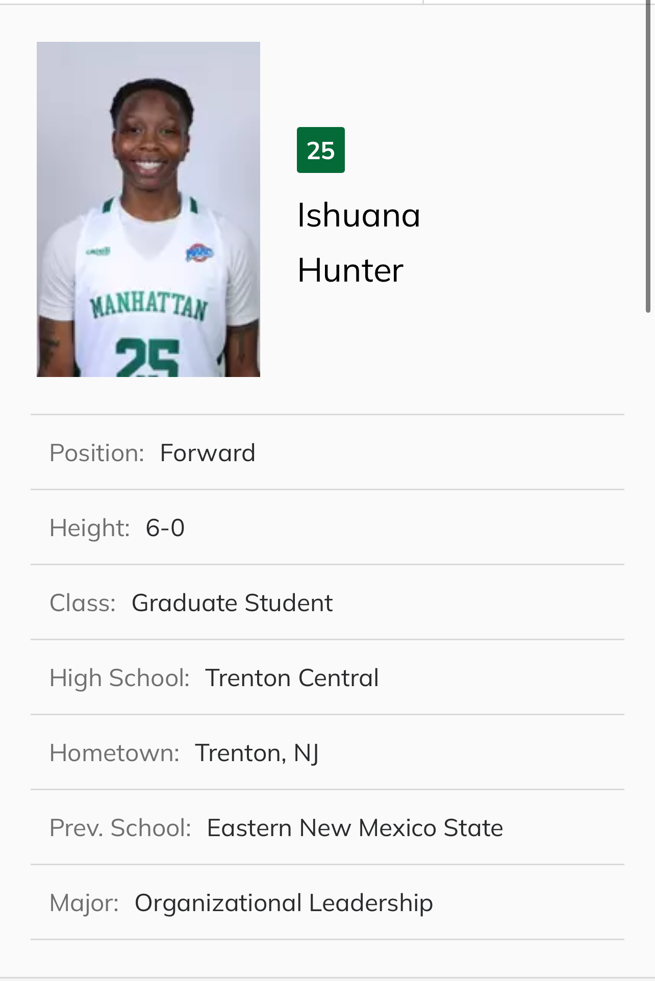 Ishuana Hunter athlete profile head shot