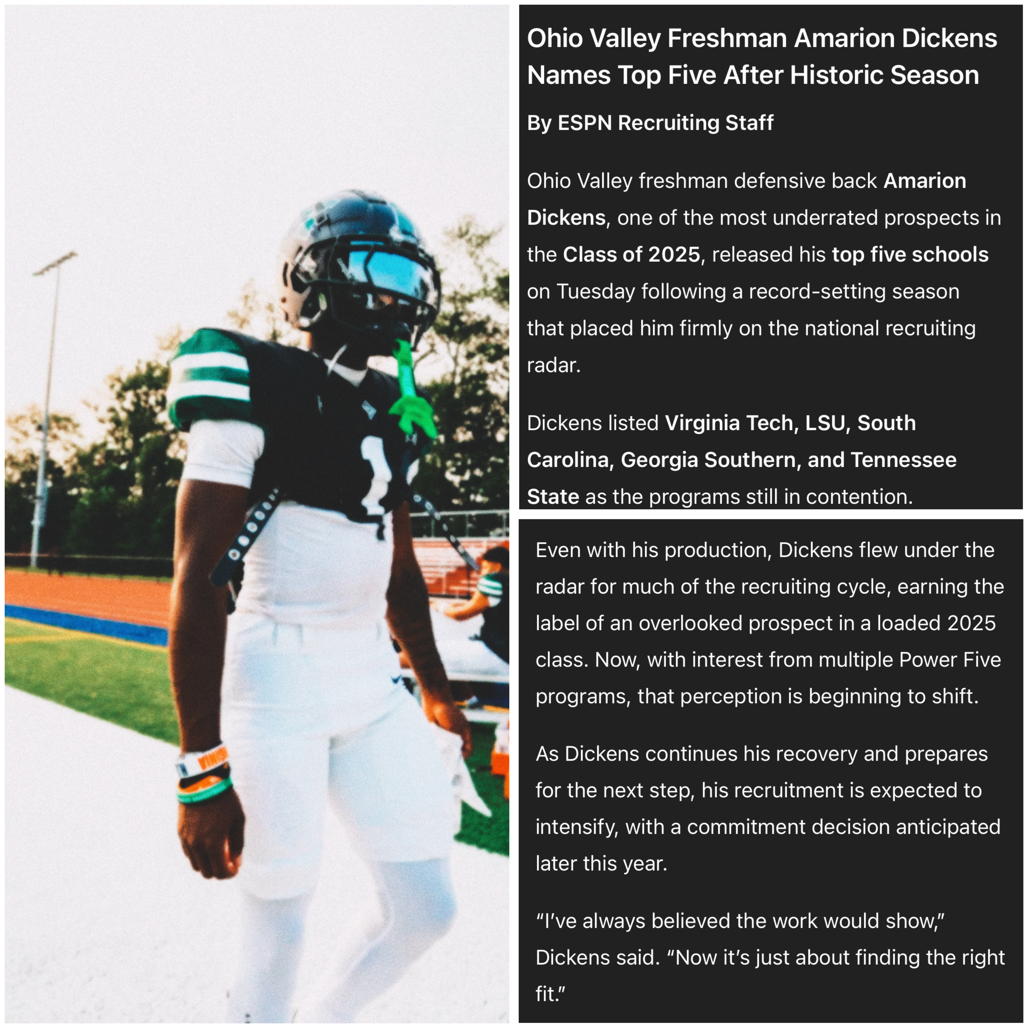 Amarion Dickens athlete profile head shot
